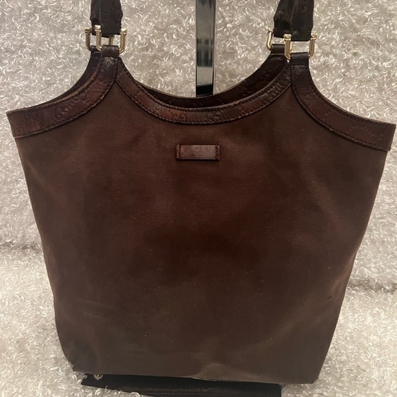 GUCCI Shoulder Bag Tote 279153 Canvas Leather Trim - Picture 3 of 15